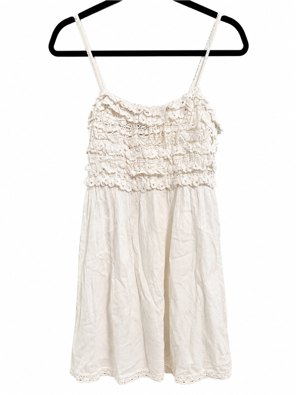 AE White Lace Trim Babydoll Lace Boho Dress S